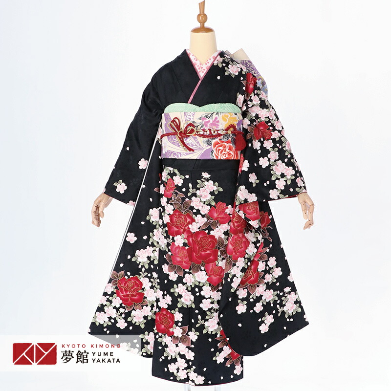 送料無料 レンタル レンタル 振袖 振袖 R740 振袖 振袖 155 164cm 2月 11月利用 結婚式 女性 貸衣装 レンタル 振袖 着物 結納r085黒 薔薇 R333 レンタル フルセット ふりそで 振袖セット 振り袖 結婚式 披露宴 親族 卒業式 パーティー 結納 着物レンタル 貸