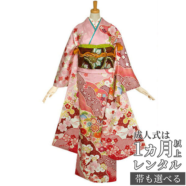 楽天市場】【成人式 振袖 レンタル】RS817 正絹 ピンク 雪輪乱菊に