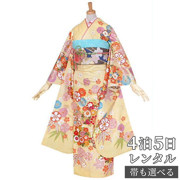 着物 振袖 160 164cm 2月 11月利用 着物セット 振袖 貸衣装 送料無料 振袖 レンタル 桜楓流水文 レンタル 女性 結納r11黄 レンタル レンタル 結婚式 振袖 フルセット ふりそで 振袖セット 振り袖 結婚式 披露宴 親族 卒業式 パーティー 結納 着物レンタル 貸