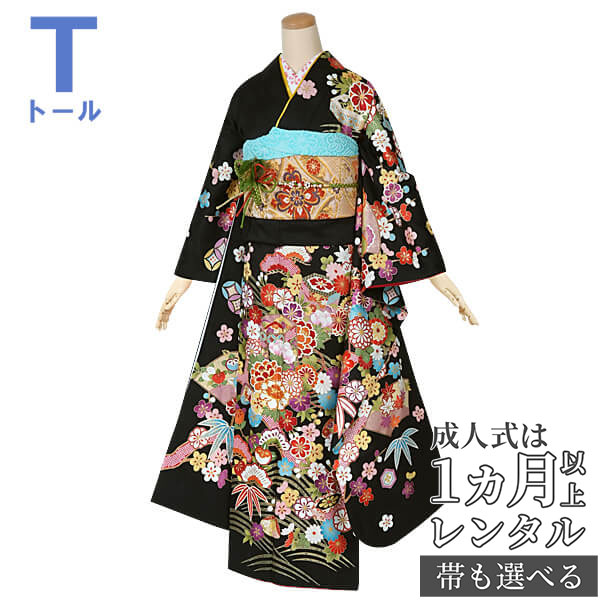 楽天市場】【成人式 振袖 レンタル】RS1426 正絹 黒 大熨斗目フル