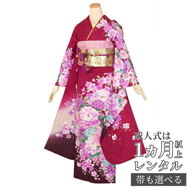 楽天市場】【成人式 振袖 レンタル】RS1209 正絹 紫 菊牡丹に蝶 Lako