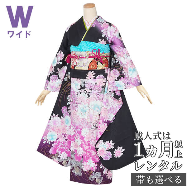 楽天市場】【成人式 振袖 レンタル】RS1144 正絹 黒 桜に蝶フルセット