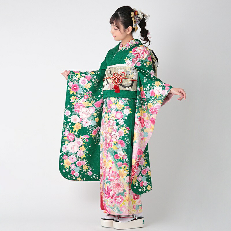 結婚式 結納R1330 正絹 振袖 レンタル 和服 結婚式 女性 貸衣装 フルセット パーティー 緑 振り袖 着物レンタル 結納 披露宴 桜熨斗に牡丹 卒業式 往復送料無料 ふりそで 親族 和服 | socialclassify.com