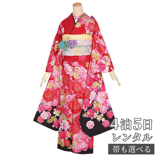 振袖 レンタル 結婚式 結納r1367赤ピンク 薔薇 振袖 レンタル フルセット ふりそで 振袖セット 振り袖 結婚式 披露宴 親族 卒業式 パーティー 結納 着物レンタル 貸衣装 女性 和服 往復送料無料 Onpointchiro Com