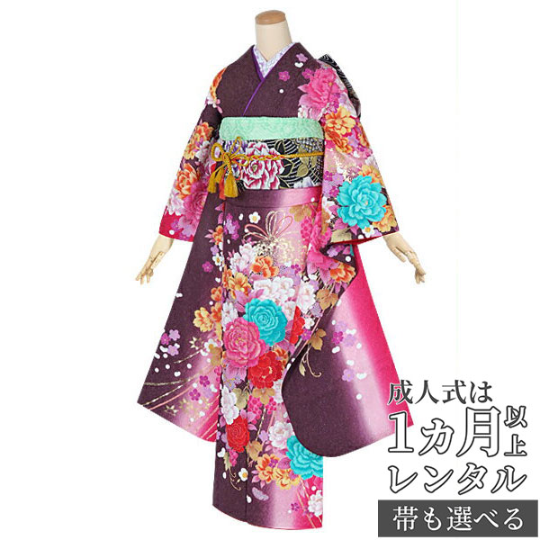 楽天市場】【成人式 振袖 レンタル】RS1379 正絹 ピンク 御所車に花