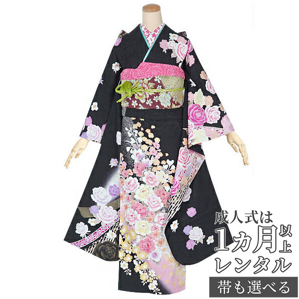 楽天市場】【成人式 振袖 レンタル】RS1545 正絹 紺紫白 薔薇フル