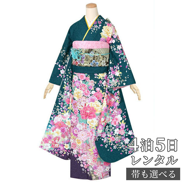 楽天市場】【振袖 レンタル】 結婚式 結納R557 正絹 緑 桜辻が花調