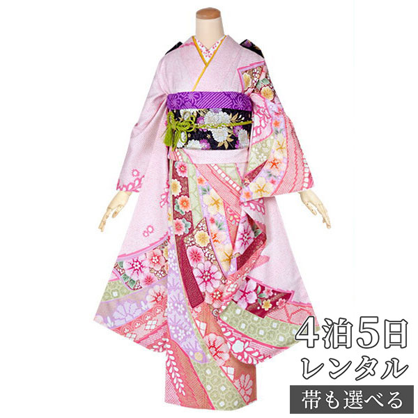 【振袖 レンタル】 結婚式 結納R1453 正絹 ピンク　豪華染め絞り大熨斗 振袖 レンタル フルセット ふりそで 振り袖 結婚式 披露宴 親族 卒業式 パーティー 結納 着物レンタル 貸衣装 女性 和服 往復送料無料｜京都着物レンタル夢館
