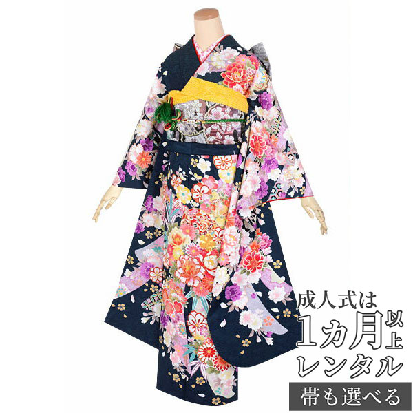 楽天市場】【成人式 振袖 レンタル】RS973 正絹 青 桜と辻が花フル