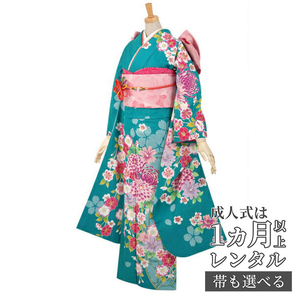楽天市場】【成人式 振袖 レンタル】RS406青 絞り柄に菊と小花