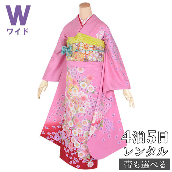 【振袖 レンタル】 結婚式 結納R1663 正絹 ピンク 花尽くし 振袖 レンタル フルセット ふりそで 振り袖 結婚式 披露宴 親族 卒業式 パーティー 結納 着物レンタル 貸衣装 女性 和服 往復送料無料|京都着物レンタル夢館