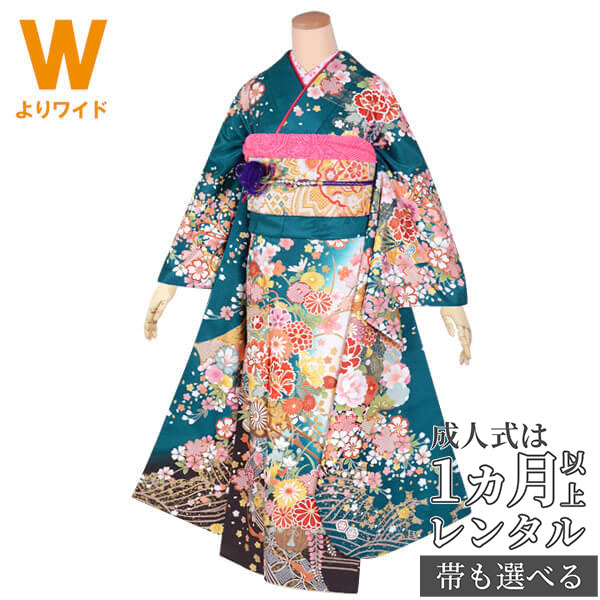 楽天市場】【成人式 振袖 レンタル】RS1707 正絹 青 花尽くし（絹