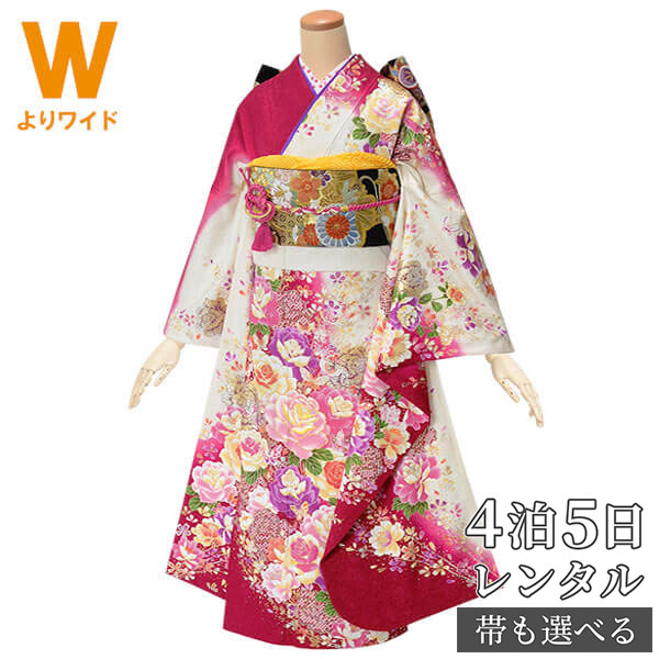 【振袖 レンタル】 結婚式 結納R1768 正絹 白×赤 薔薇と蝶(絹)(特) 振袖 レンタル フルセット ふりそで 振り袖 結婚式 披露宴 親族 卒業式 パーティー 結納 着物レンタル 貸衣装 女性 和服 往復送料無料|京都着物レンタル夢館