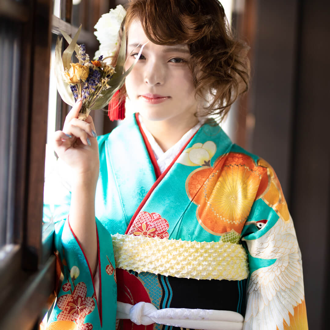 振袖 レンタル 結婚式 結納r1805緑 梅と鶴 振袖 レンタル フルセット ふりそで 振袖セット 振り袖 結婚式 披露宴 親族 卒業式 パーティー 結納 着物レンタル 貸衣装 女性 和服 往復送料無料 Linumconsult Co Uk