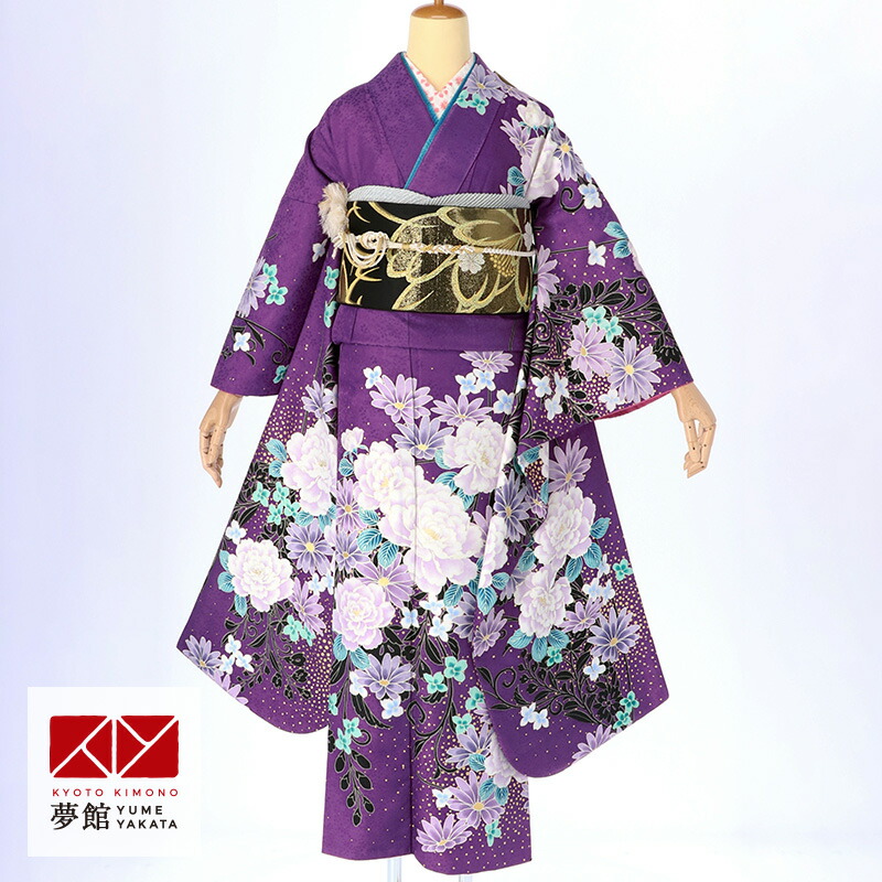 最安値挑戦 着物セット 結納r397紫 牡丹に洋花 結婚式 レンタル 振袖 振袖 往復送料無料 和服 女性 貸衣装 着物レンタル 結納 パーティー 卒業式 親族 披露宴 結婚式 振り袖 振袖セット ふりそで フルセット レンタル Www Dmc Uz