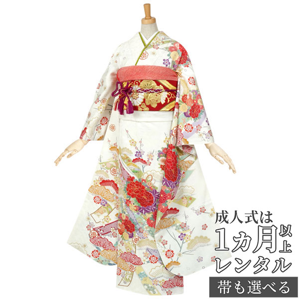 楽天市場】【成人式 振袖 レンタル】RS388 正絹 白 ねじ梅に小花と