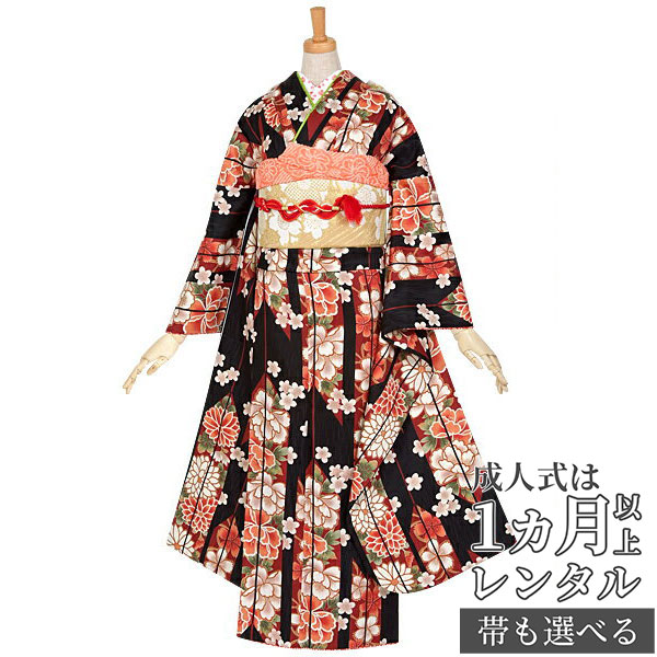 楽天市場】【成人式 振袖 レンタル】RS256黒 しだれ桜フルセット 楽天市場】【成人式 振袖 レンタル】RS256黒 しだれ桜フルセット
