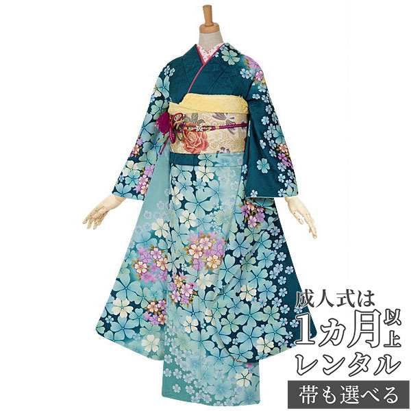 楽天市場】【成人式 振袖 レンタル】RS769 正絹 紺藍 牡丹桜に