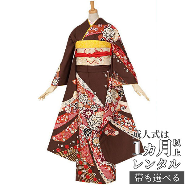 楽天市場】【成人式 振袖 レンタル】RS765 正絹 緑 四季草花フルセット