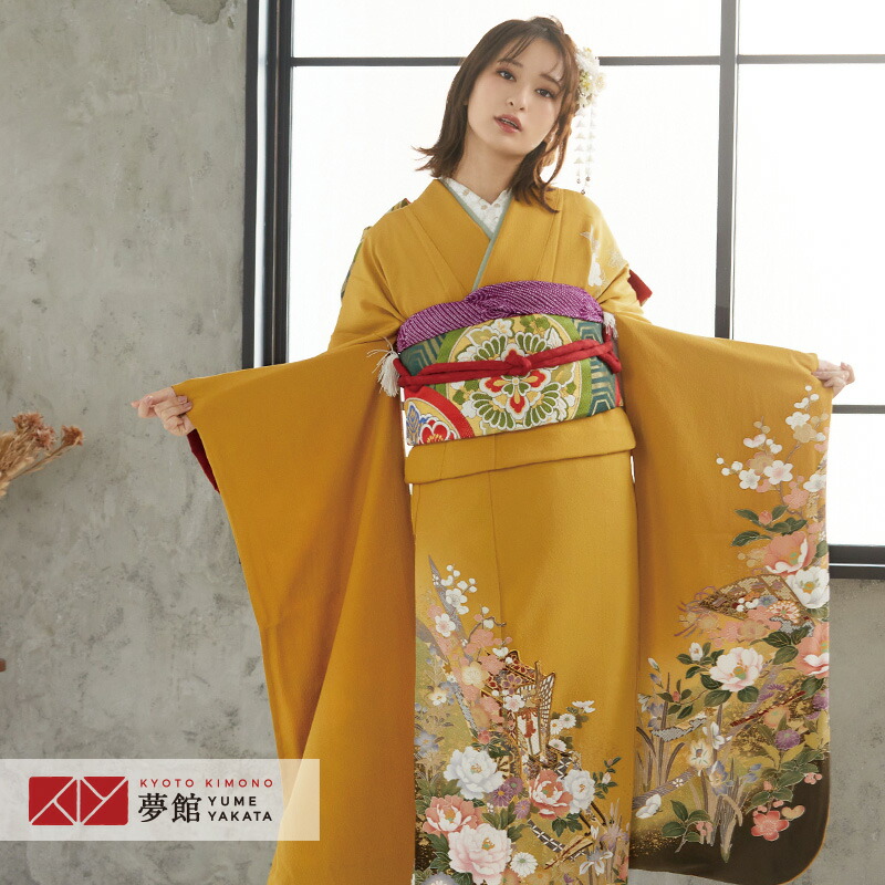 楽天市場】【振袖 レンタル】 結婚式 結納R1706 正絹 緑 梅菊尽 楽天市場】【振袖 レンタル】 結婚式 結納R1706 正絹 緑 梅菊尽