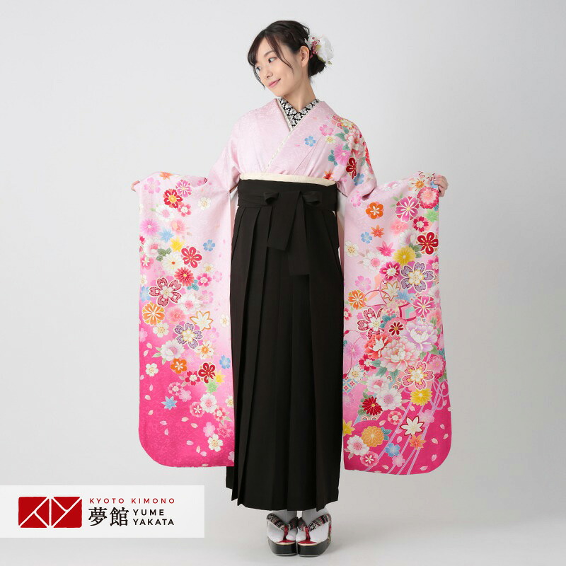 【レンタル】袴 レンタル 卒業式 女 袴セット 振袖＆袴〔RR1152〕「ピンク　桜牡丹に毬」 フルセット 貸衣装 女 レディース 送料無料 14,652円