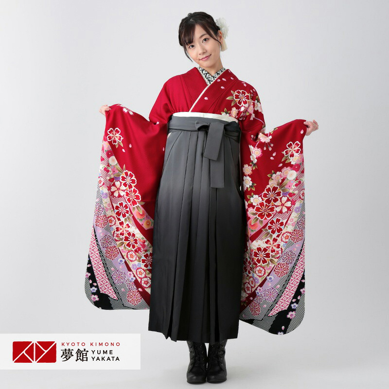 【レンタル】袴 レンタル 卒業式 女 袴セット 振袖＆袴〔RR1656〕「赤　熨斗に枝垂桜」 フルセット 貸衣装 女 レディース 送料無料