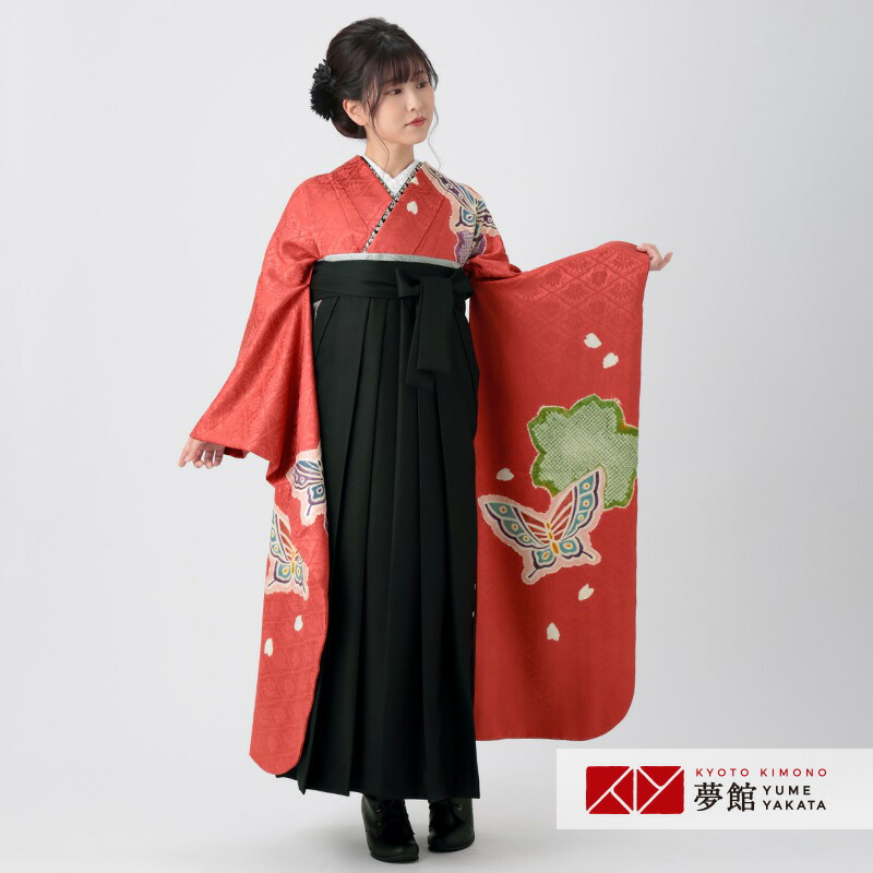 【レンタル】袴 レンタル 卒業式 女 袴セット 振袖＆袴〔RR797〕「薄紅　絞り桜に蝶々」 フルセット 貸衣装 女 レディース 送料無料