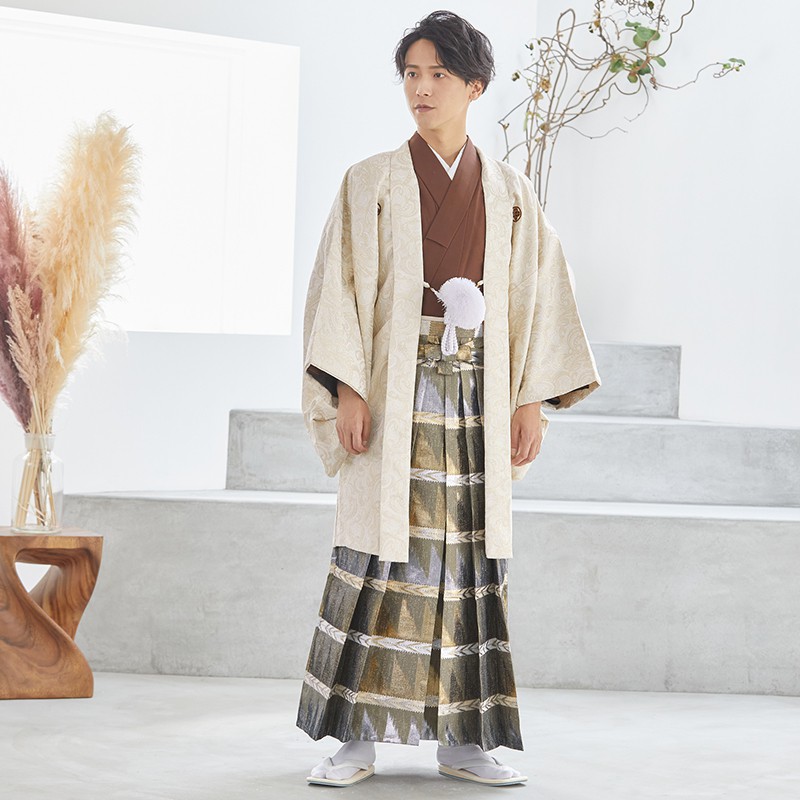 種類豊富な品揃え レンタル 袴 レンタル 卒業式 男 男 紋服 紋付き 紋付羽織袴 紋付レンタル 着物レンタル 結婚式 卒業式 金唐草 柄袴 袴 羽織袴 Y031 Y170 クリーム Y031 Y170