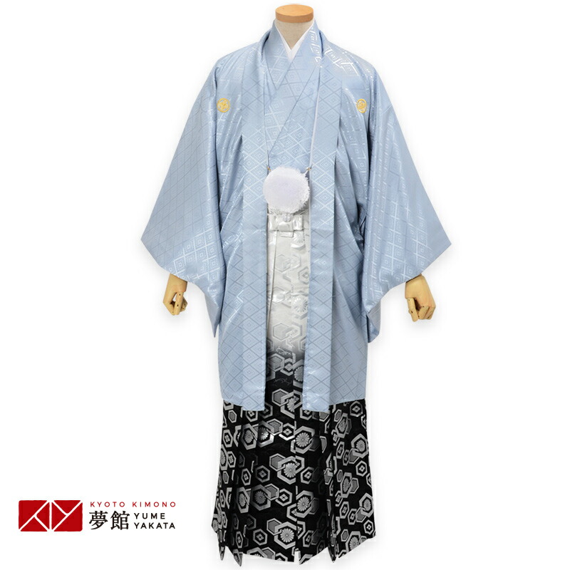 早割クーポン 着物セット レンタル 成人式 袴 卒業式 結婚式 着物レンタル 紋付レンタル 紋付羽織袴 紋付き 紋服 成人式 男 袴 成人式 紋付き Ys037 Y180 グレー紋付 柄袴 レンタル 袴 Fkm Unej Ac Id