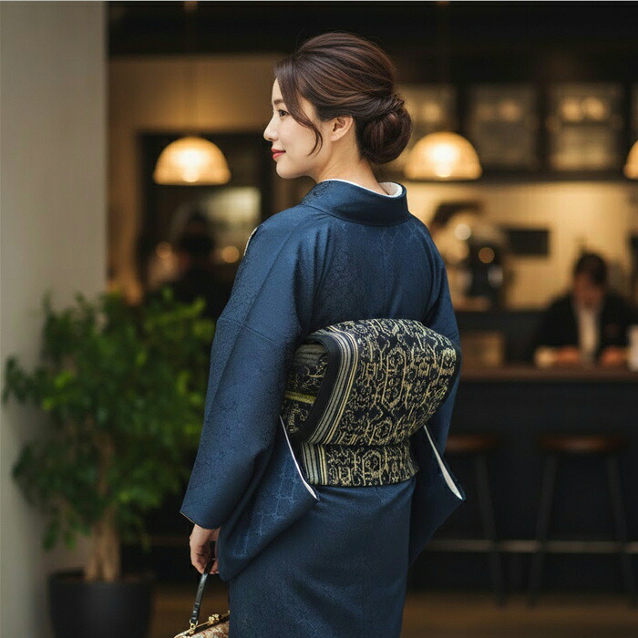 【貴久樹】全通　名古屋帯　未仕立て イカット　手織り　草木染　綿九寸名古屋帯　新品　きくじゅ