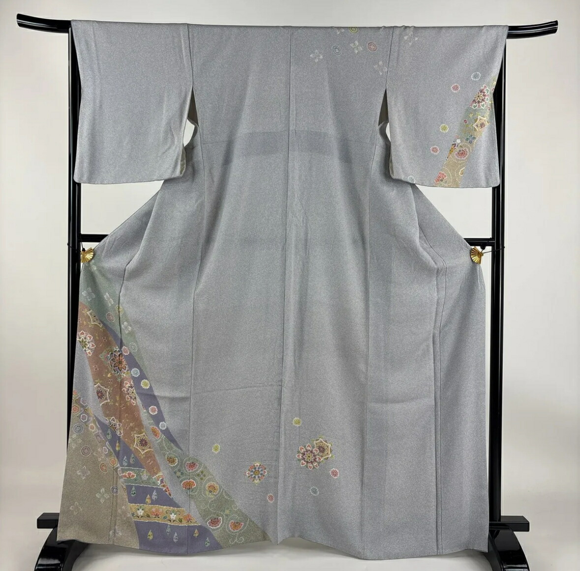【お買い物マラソン開催★レビュー8500超 4.74】 《リユース品》付け下げ訪問着 ブルー系 グレーブルー グレー 淡い色 淡色 入学式 卒業式 セレモニー 海外 セパレート加工可能 正絹 セパレート加工可能