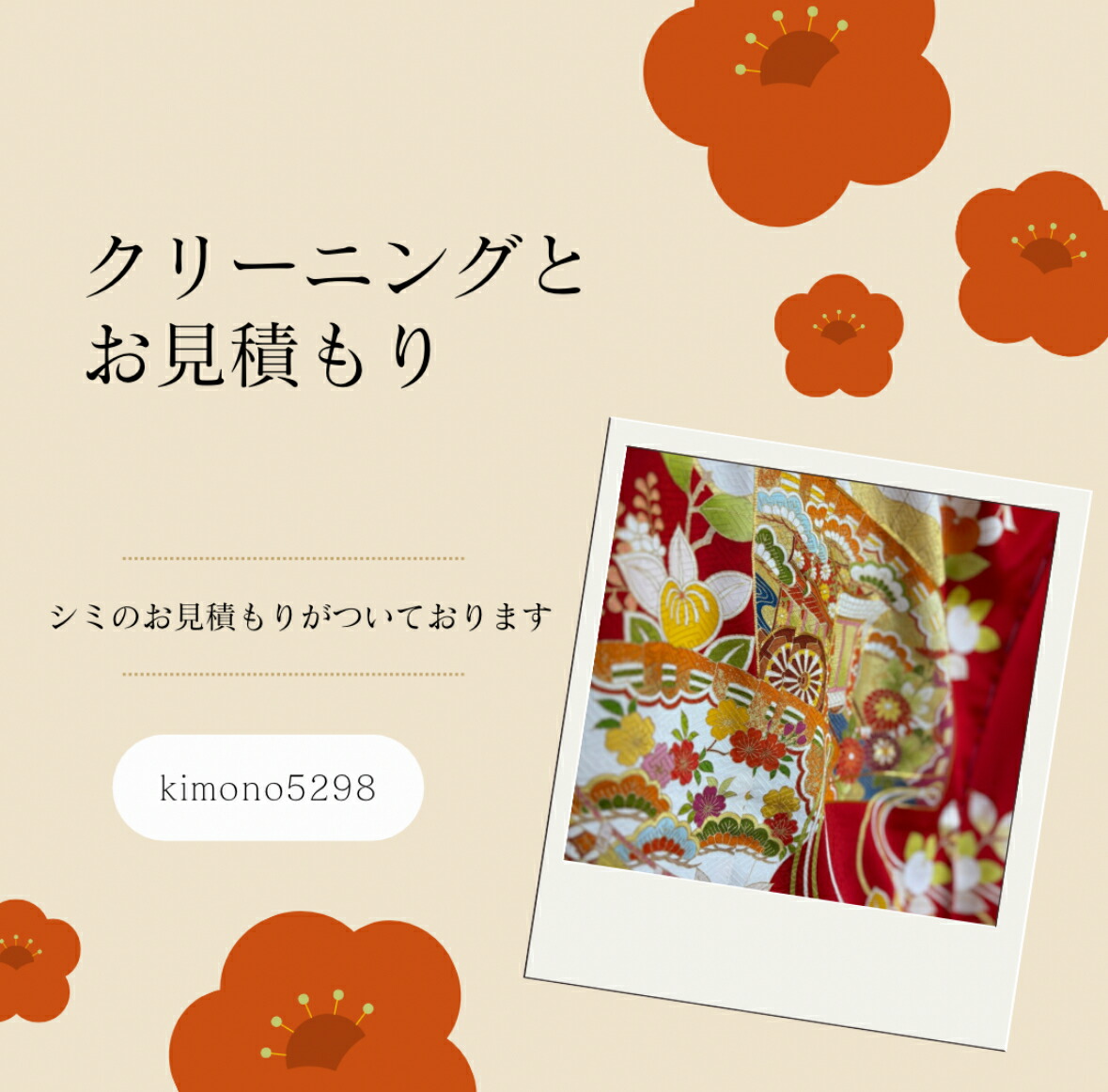 【お買い物マラソン開催★レビュー8500超 4.74】 《クリーニングとお見積もり》気になるシミ 汚れ 血 血液 着物クリーニング 着物相談