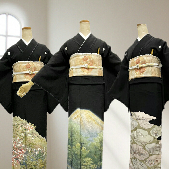 仕立て前　黒留め袖 楽天市場】【正絹黒留袖 未仕立て 仮絵羽 印籠と百寿柄】礼装 黒