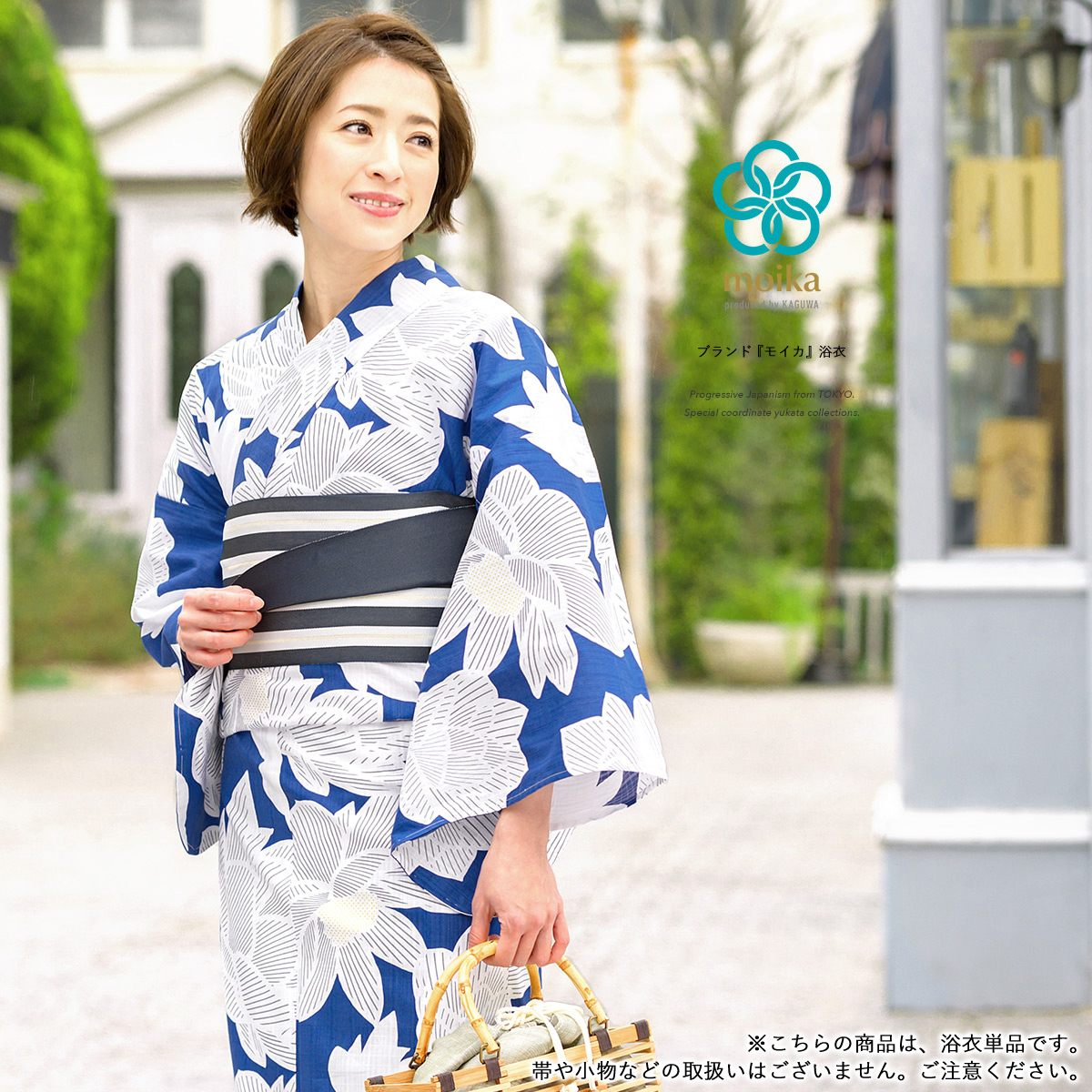 Raika Co Ltd Kimono Cafe 供有moika浴衣女子的單物品ｍ尺寸重新流行青藍色蓮花花墊料的女性使用的縫製上不可 日本樂天市場