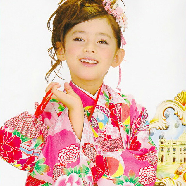 【レンタル35％OFF】【レンタル】 女の子用 HLブランド アンサンブルセット 街着セット (5歳～6歳対応) アッシュエルブランド 花柄 ピンク 赤色 水色 黄色 きもの きもの 往復送料無料 re-5-6kimono-0006 きものひろば悠