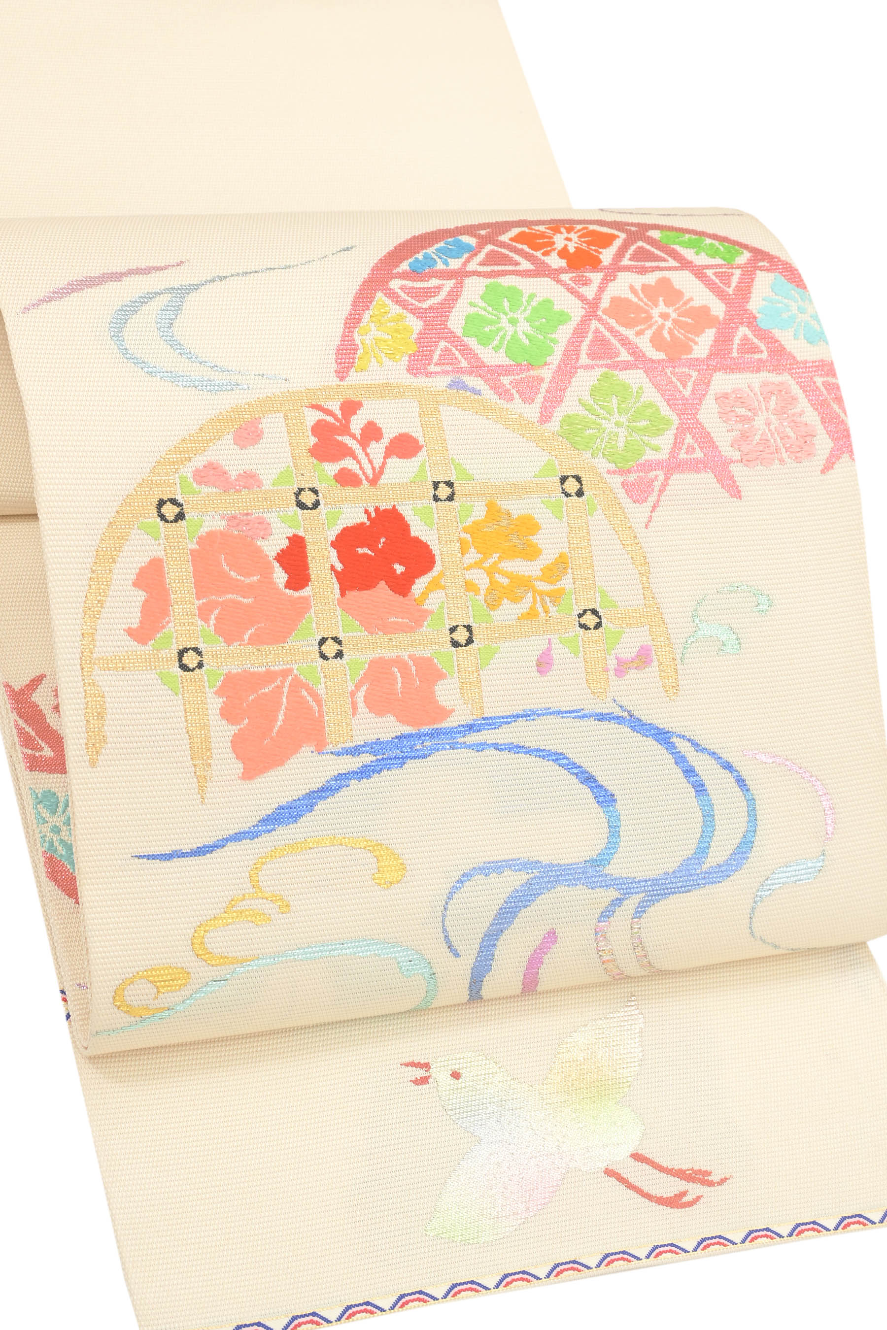 【年に一度の本決算バーゲン】 【単衣・夏帯】 【龍村平蔵製】 高級本袋帯 ~籠目絽~ ≪御仕立て上がり・中古美品≫ 「光悦加茂川」 引き継がれる、鮮やかなる織美の世界。|京都きもの市場 店