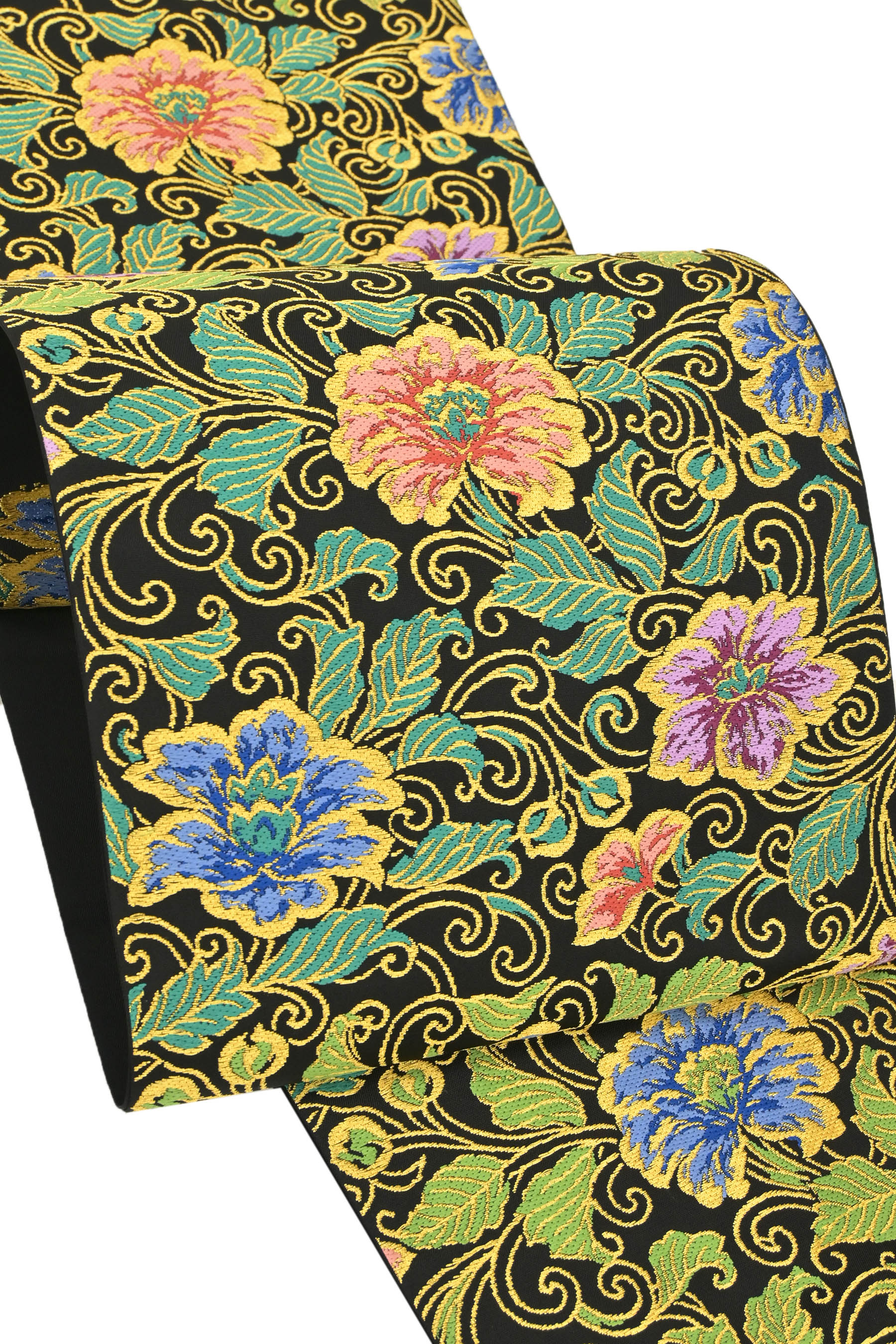 5k2243 袋帯　絹　錦織　24金箔　唐織　孔雀　白　銀色　金色　赤　青　花柄 西陣織名門龍村美術織物謹製袋帯「桐花唐草文」 | すべての商品