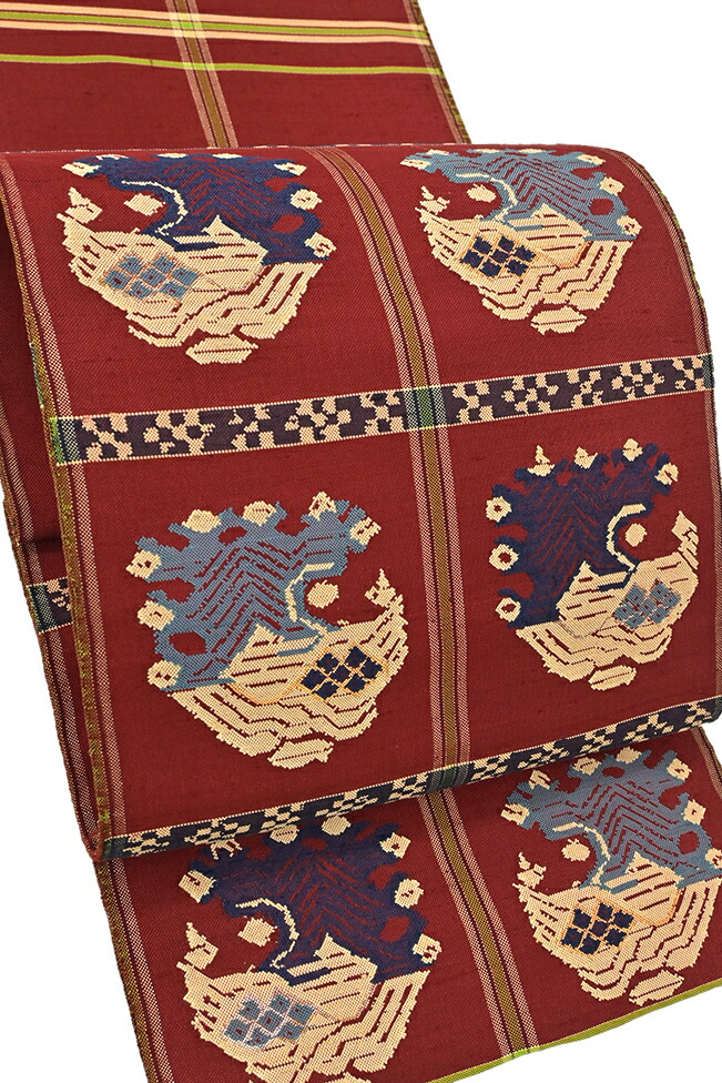 【龍村平蔵製】 特選芸術紬本袋帯 ≪御仕立てもの売り上げ高・中古美品≫ 「甲比丹クジャク」 謂われ因縁に残る甲比丹の神品！ 平蔵気違い必見の一条！