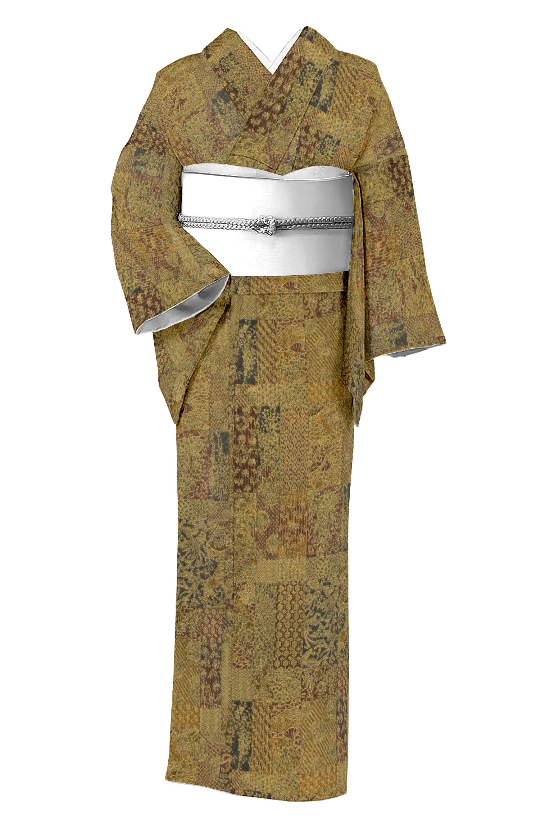 小紋 更紗 浜ちりめん 美術工芸 正絹 反物 kimono5298_10078118