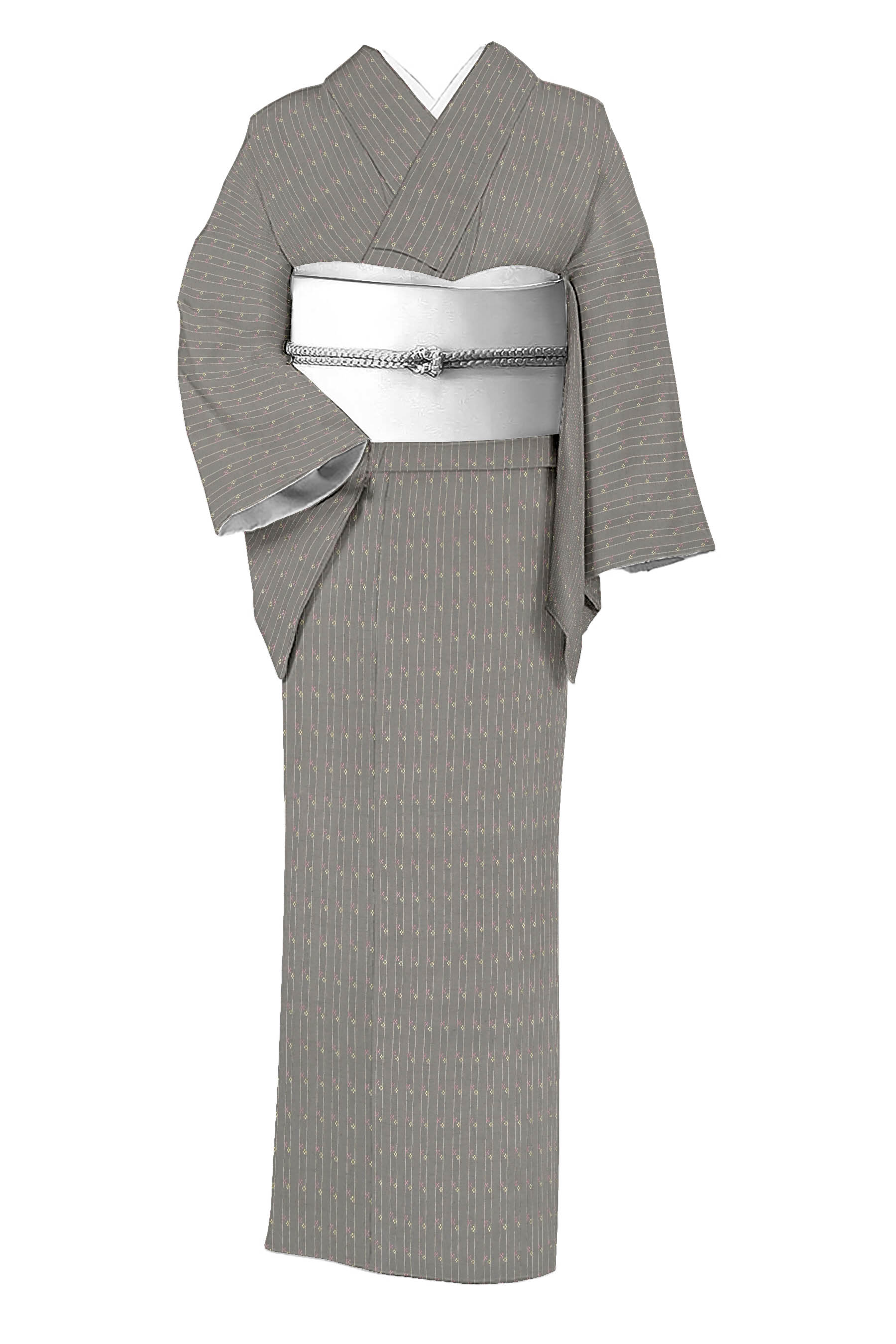 【発祥地琉球南寄り原花織】 製織：桃原厚吉 特選手織花織紬 ≪御仕立てもの売り上げ金・中古美品≫ 今日このごろ感覚的な体験で咲かせる、 柔らかい緻密な花織。 身たけ153 裄66.5