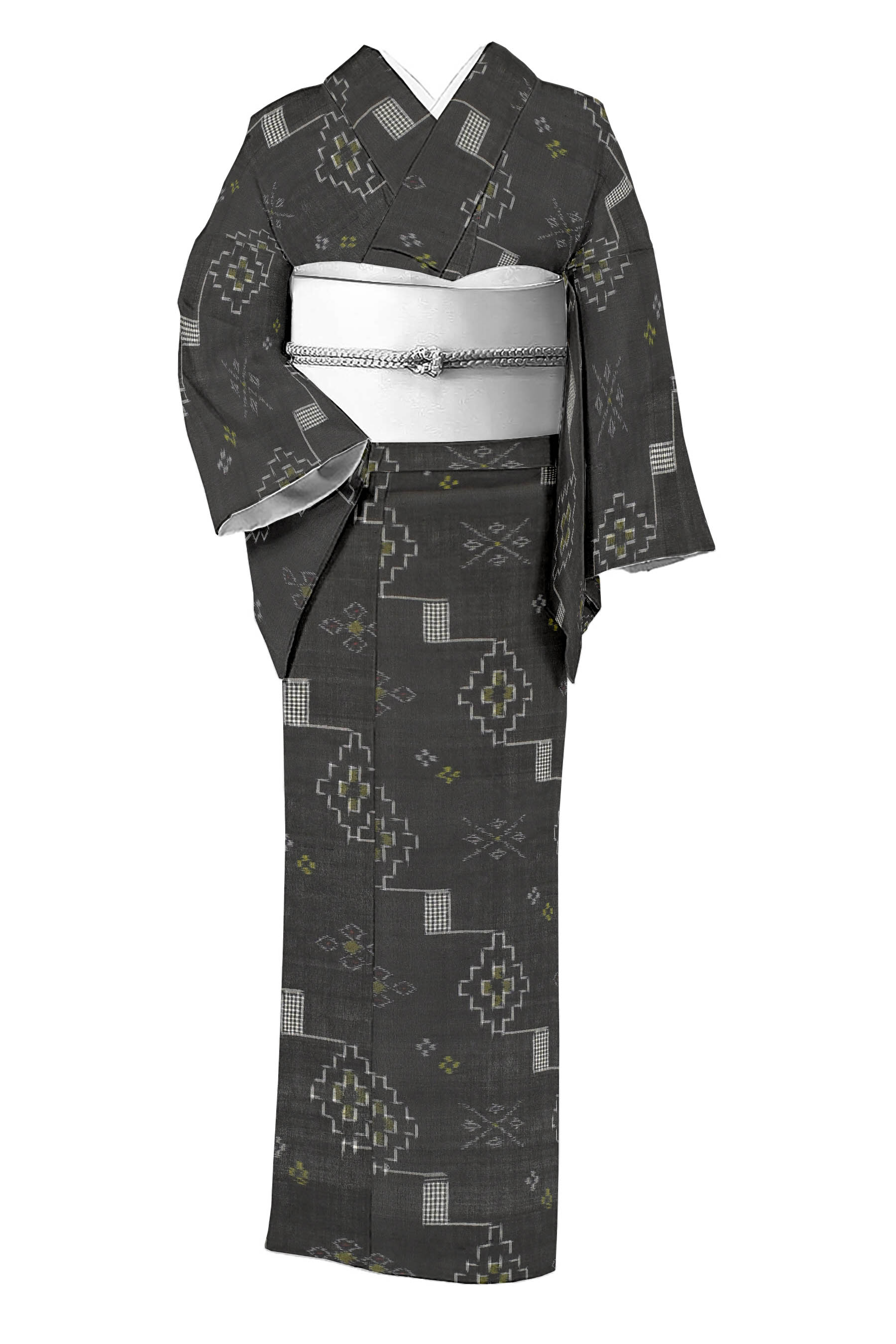 【本決算最終バーゲン】 【夏物】【本場琉球かすり】 特選手織紬 ≪お仕立て上がり・中古美品≫ 「変りバンジョー」 涼やかに装う夏の定番&hellip; 身丈158　裄66｜京都きもの市場 店