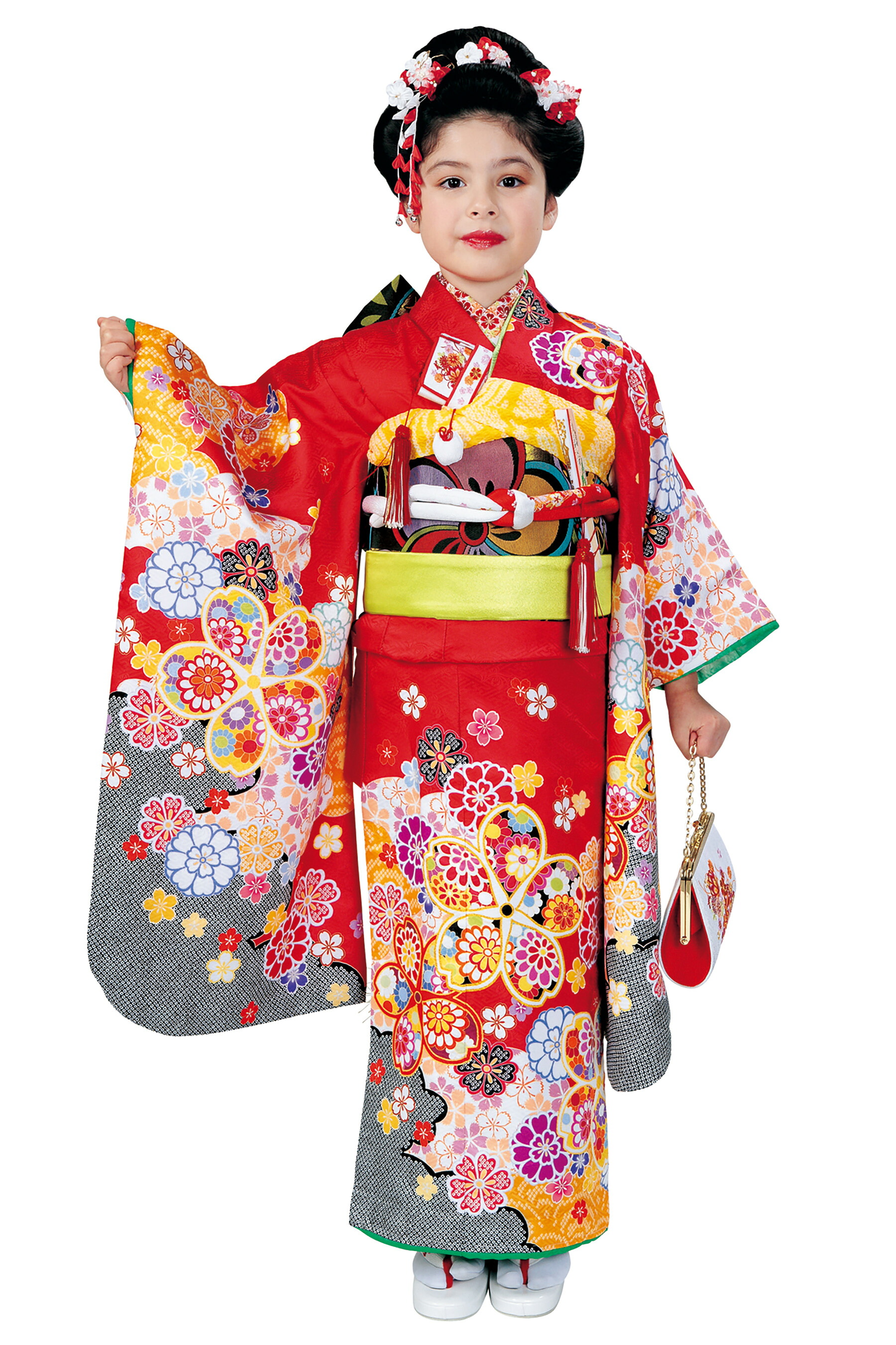 “Web押さえる売りわたす品！” ■【R・KIKUCHI/リョウコ・キクチ】 【７才お嬢さん用 七五三総締め書き割り】 No.77 赤いこと ☆しごきと帯揚げの色選べます！ 七五三の祝賀会、お正月などに！