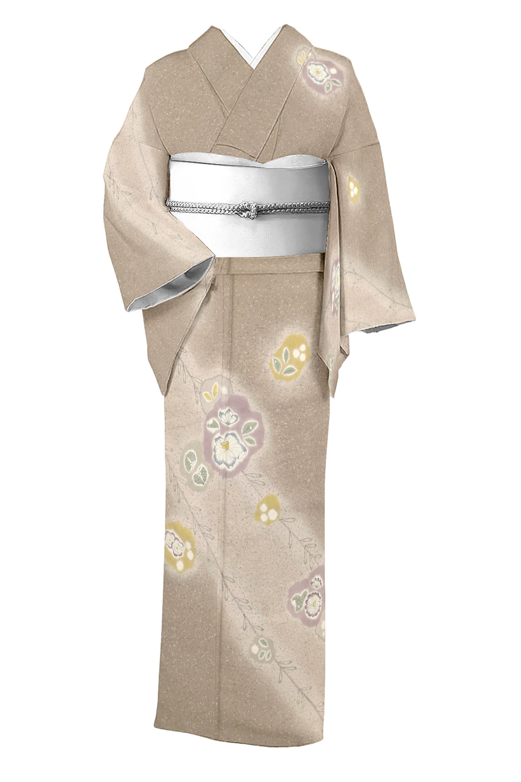 牛首紬 臈纈染 手描き 訪問着 紋なし 角印 牛首紬 臈纈染 手描き 訪問着 紋なし 角印