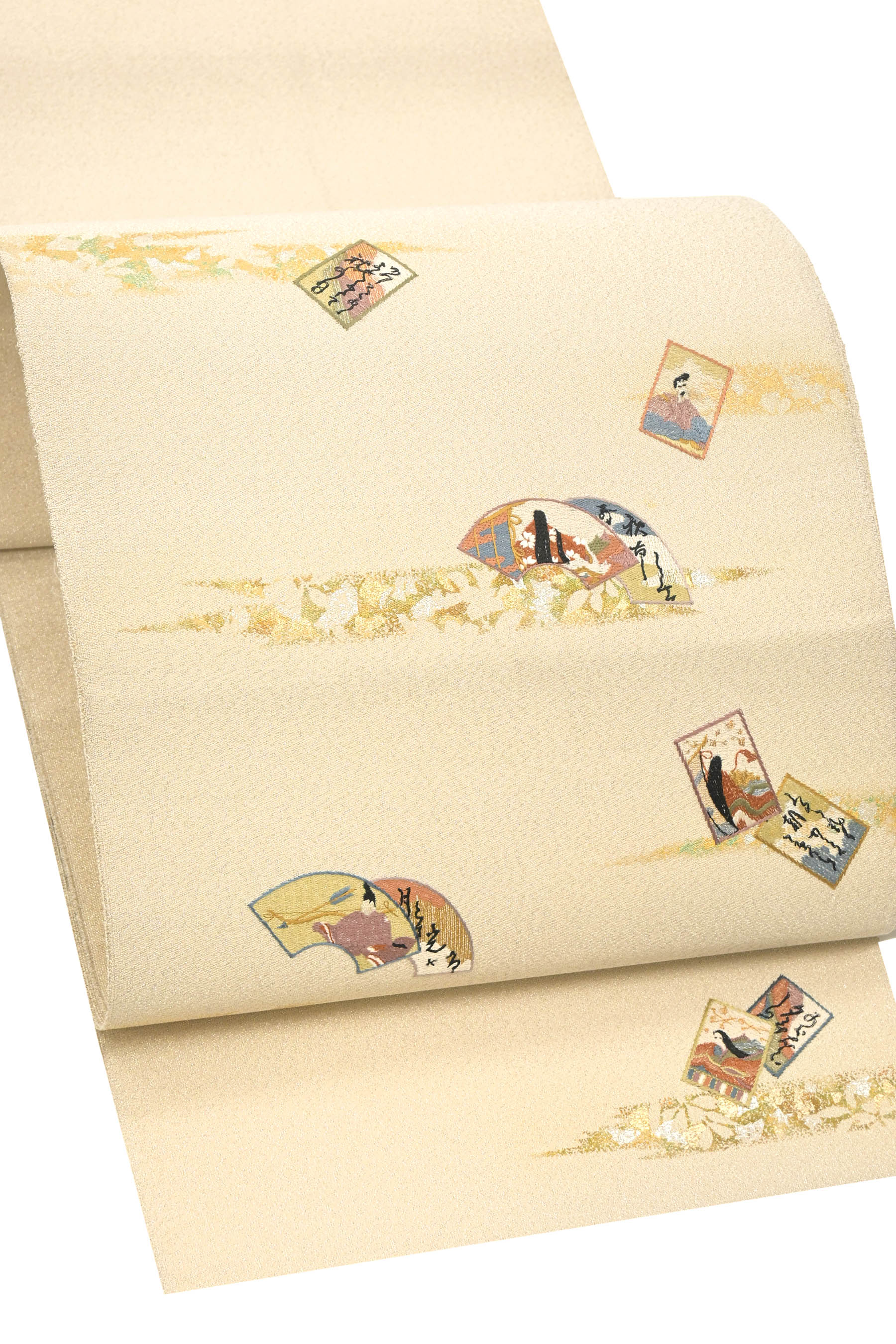 レア！特綴刺繍袋帯 「王朝歌留多」（仕・中古品）みやびやかなおしゃれフォーマル！