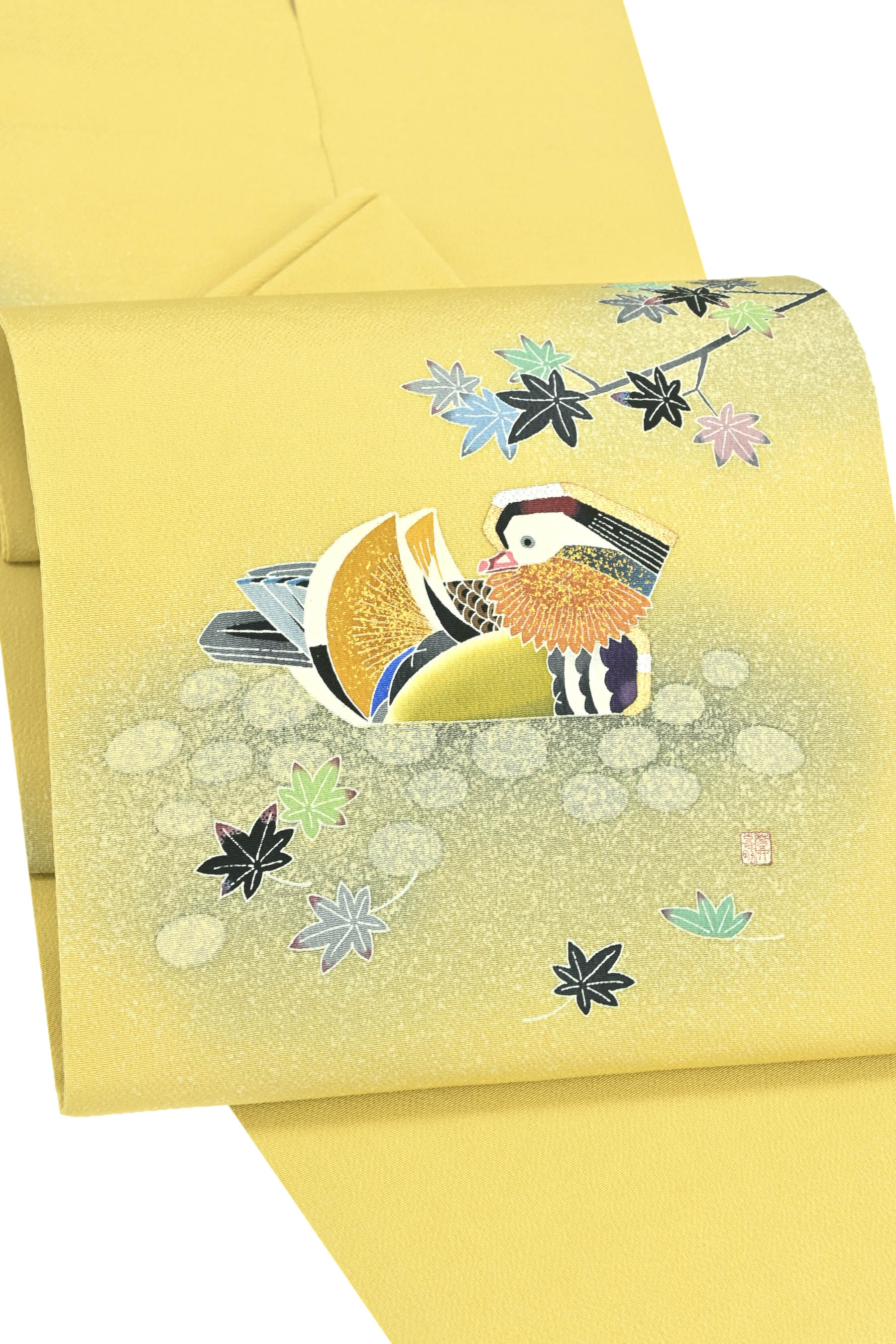 O0452 美品 逸品 人間国宝 羽田登喜男作 ちりめん地 鴛鴦 正絹 名古屋帯 楽天市場】名古屋帯 逸品 人間国宝 羽田登喜男 落款あり 鴛鴦