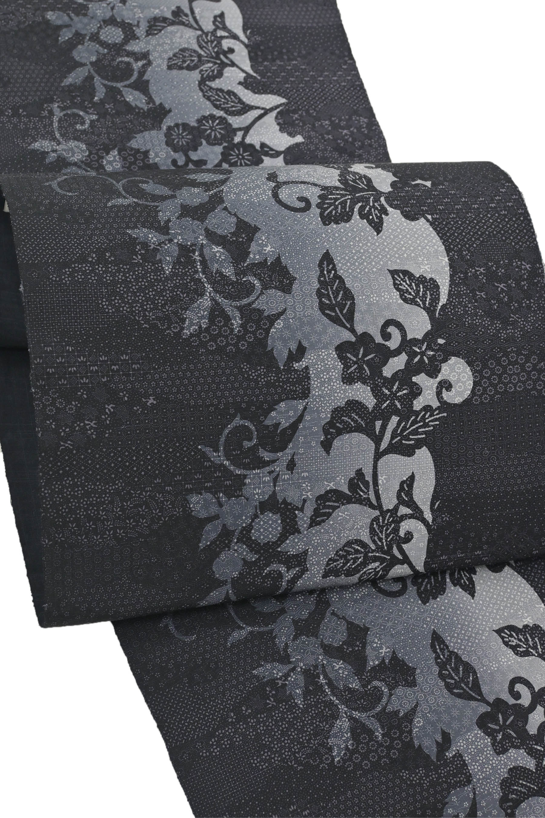 ◆みやがわ ob6775.逸品 野蚕糸 名古屋帯 九寸 琉球柄 総柄 全通 淡茶グレー 新品 仕立て上がり 博多 九寸の通販