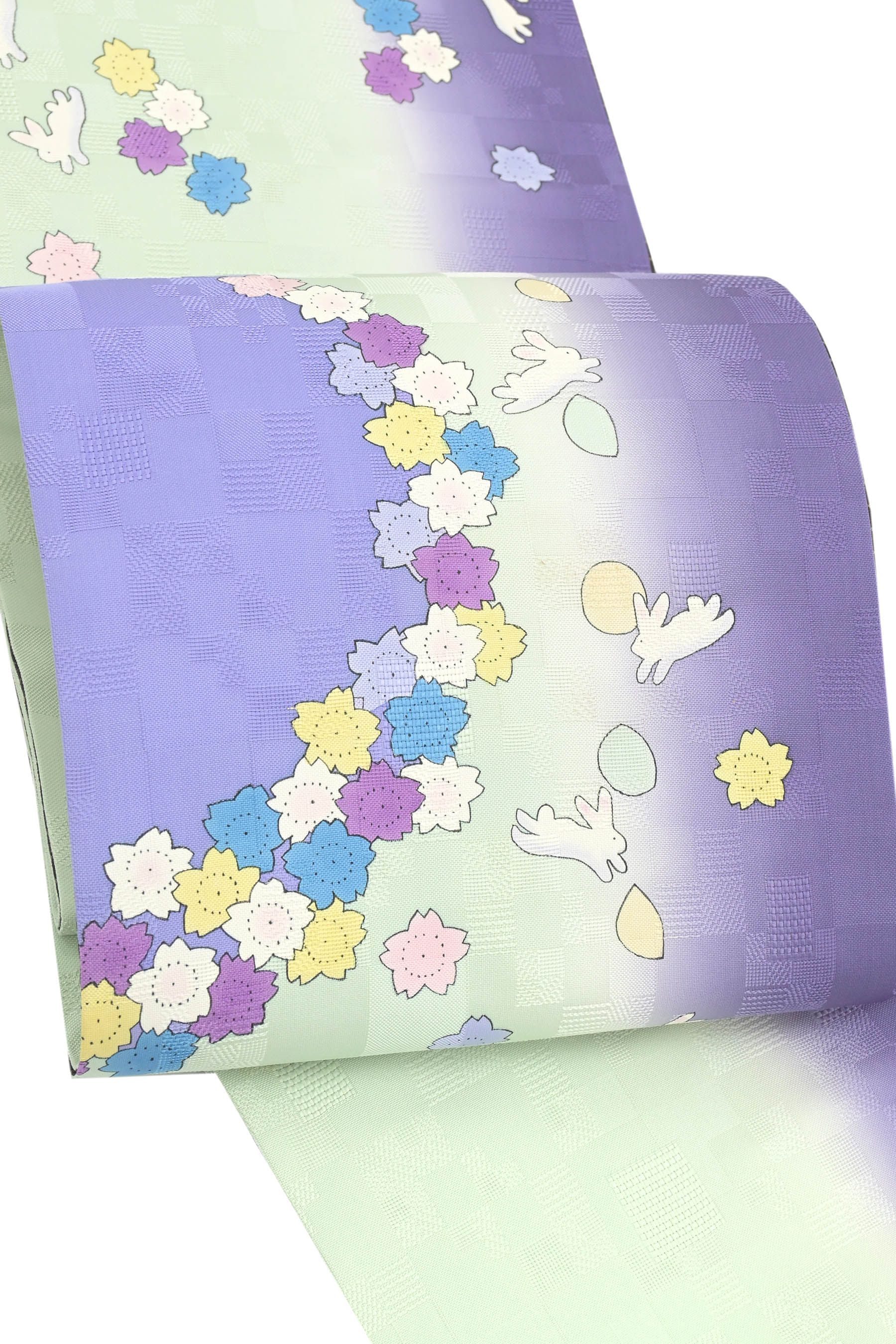 うさぎさん妄りがましいの方に！ 〈お仕立てもの売り上げ金・中古美品〉 仕立て上げる正絹両面袋帯 「桜に月うさぎ/ぼかし照合のしるし」 カワイイ個人的特徴派コーデ♪