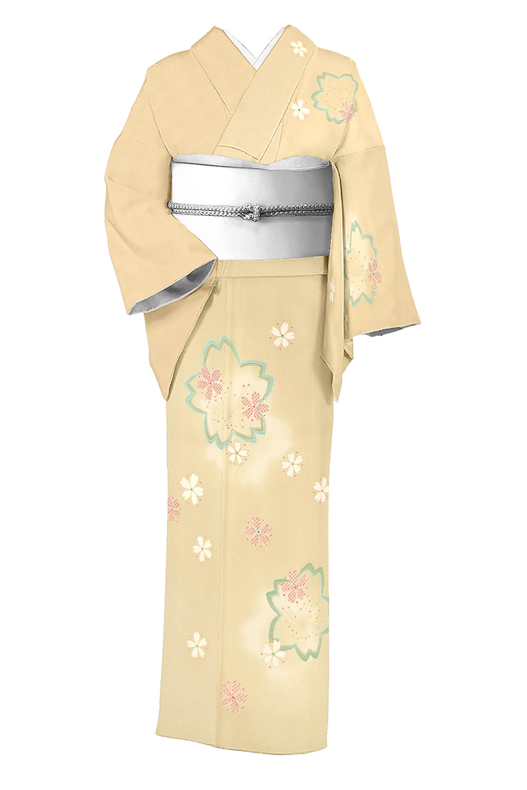 【京の染匠】 特選京友禅付下げ ＜御仕立て上がり・中古美品＞ 「疋田桜」 穏やかな絹地に映える風情ある柄… 季節感のある大人の社交着に！ 身丈163　裄67
