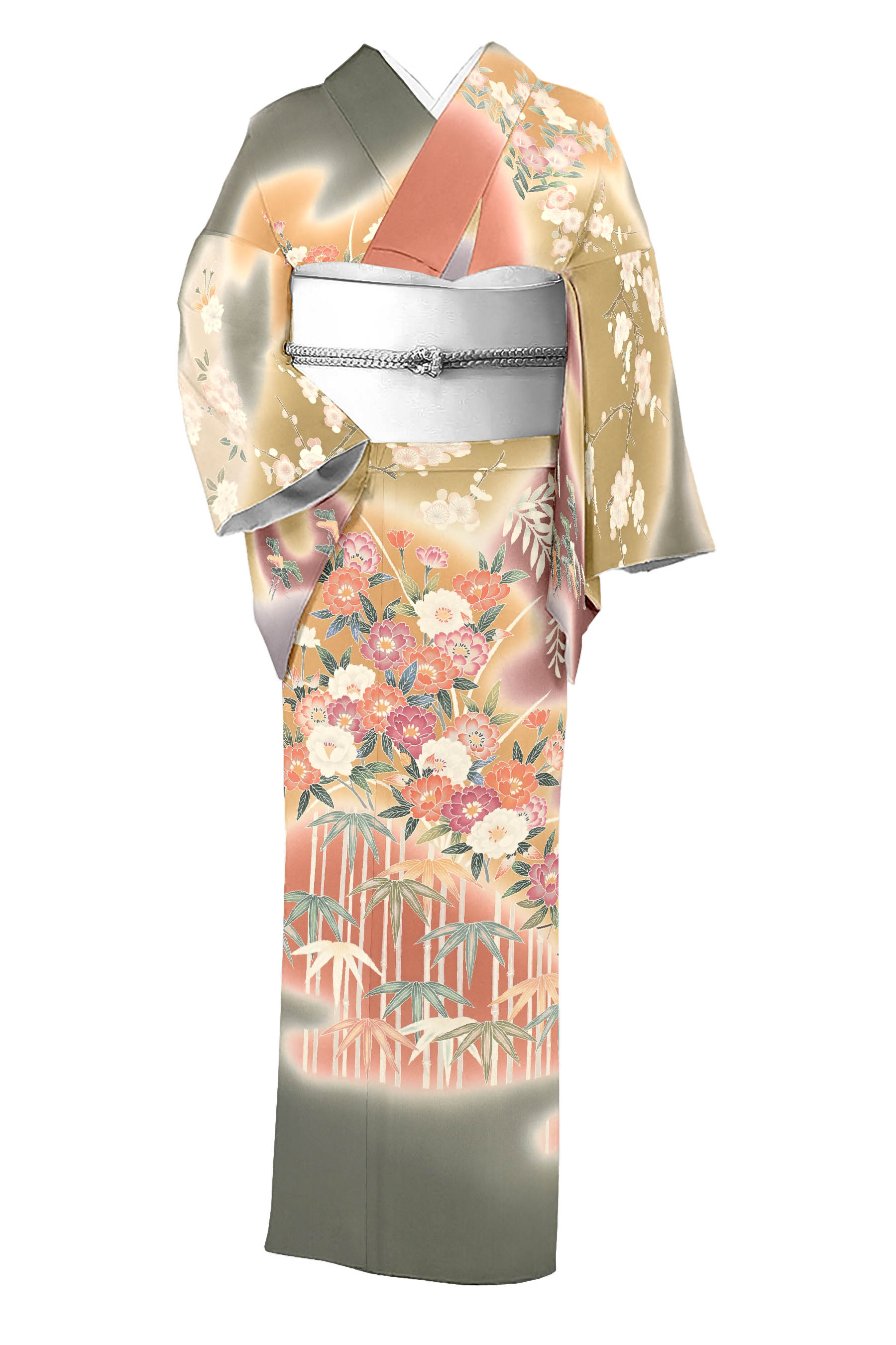 【清染居　上野街子】 本手描京友禅訪問着 ≪お仕立て上がり・中古美品≫ 「霞ぼかしに四季花」 はんなりと繊細… 上野家の伝統を受け継ぐハイクラス京友禅！ 身丈163　裄67