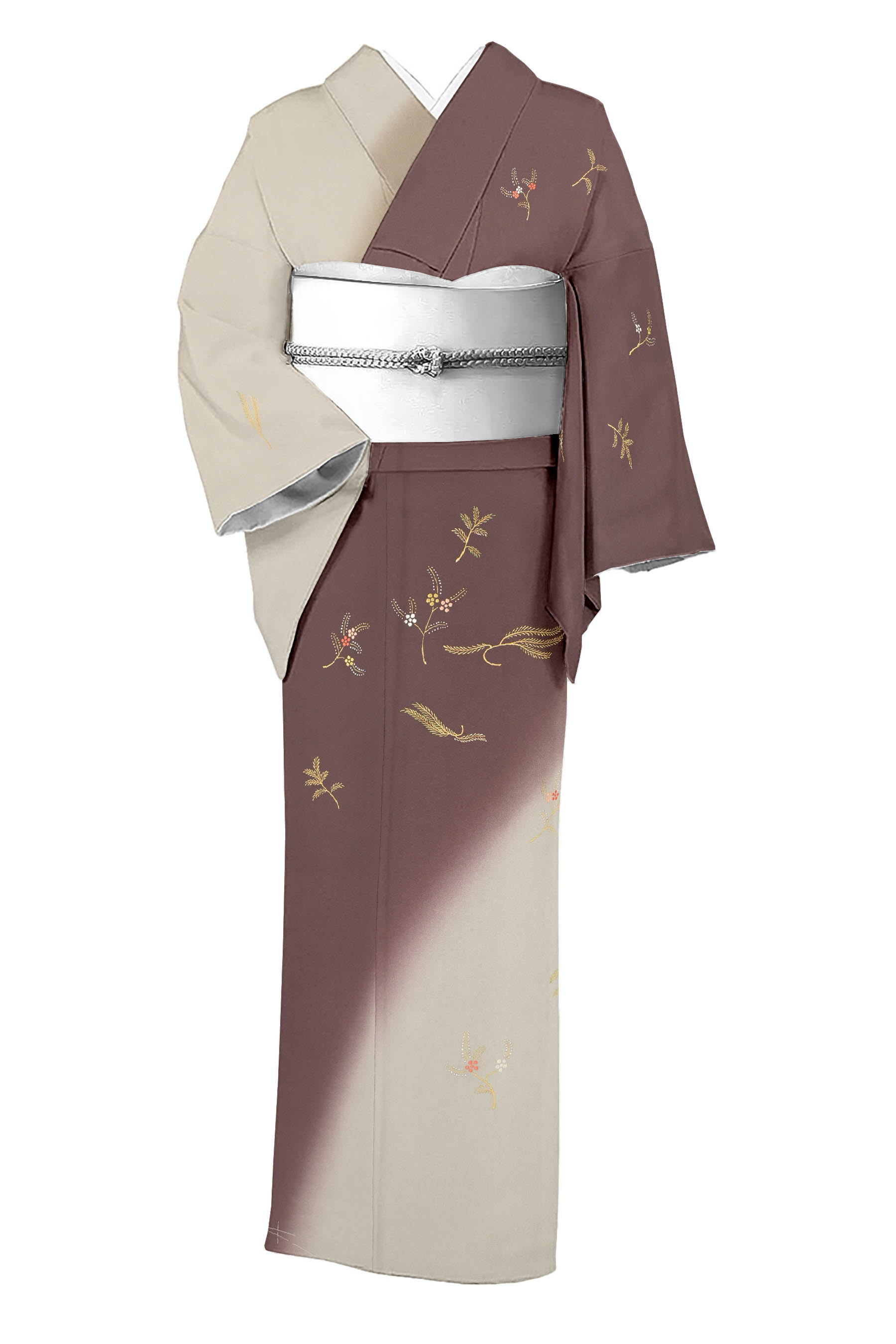 【人間国宝　故・福田喜重】 高級手工芸摺箔友禅日本刺繍訪問着 ≪御仕立て上がり・中古美品≫ 繍の美を堪能する…格別の逸品。 身丈161　裄69